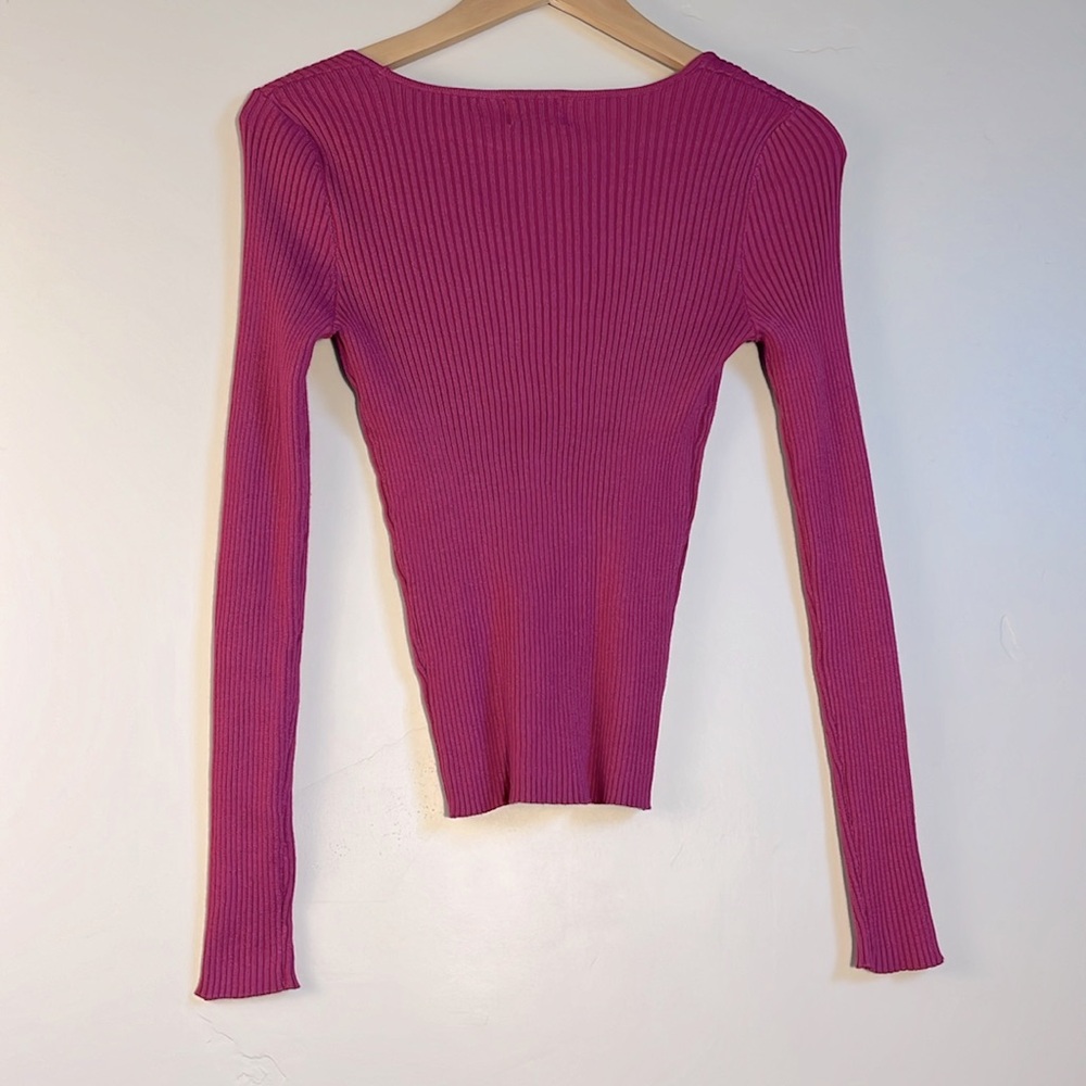 Pink Ribbed Women's Top - Picture 2 of 6